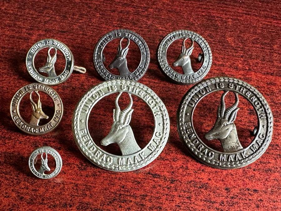 SA GENERAL SERVICE CORPS,MIXED LOT OF CAP AND COLLARS-LUGS COMPLETE