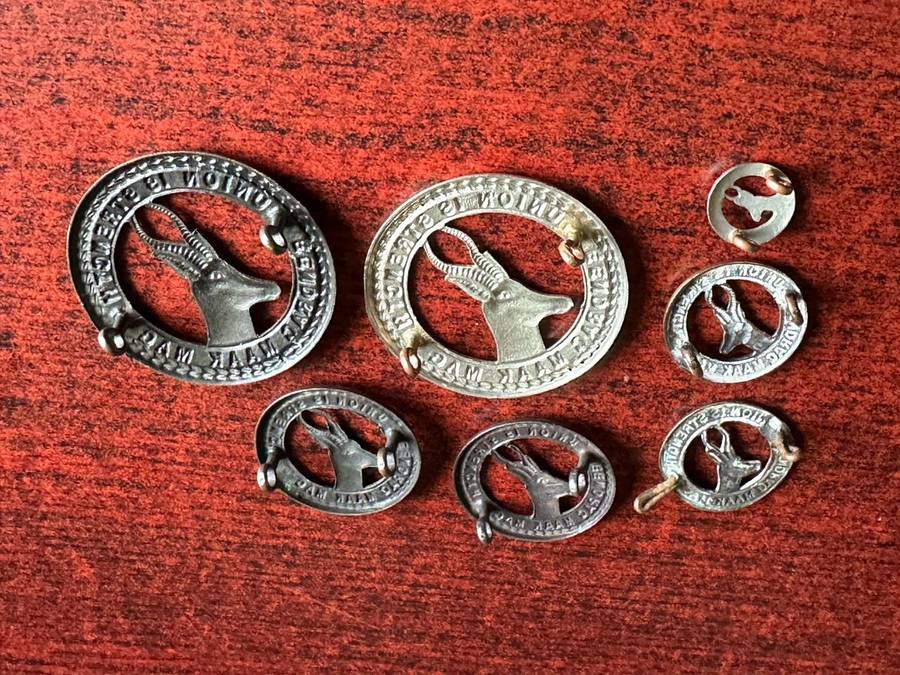 SA GENERAL SERVICE CORPS,MIXED LOT OF CAP AND COLLARS-LUGS COMPLETE