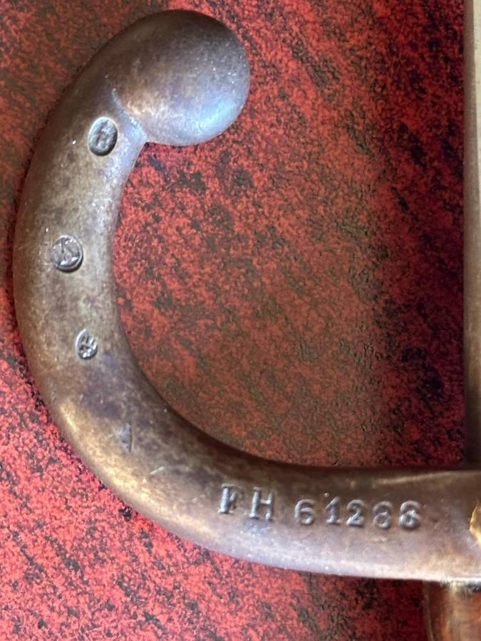 FRENCH 1874 YATAGHAN BAYONET WITH T-FORM BLADE-METAL SCABBARD -THIS BAYONET IS STILL IN OVERALL GOOD