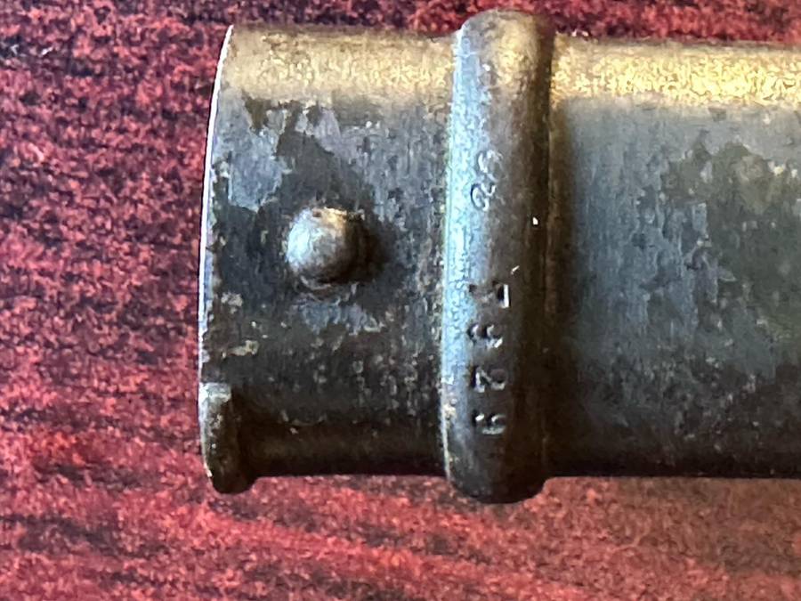 FRENCH 1874 YATAGHAN BAYONET WITH T-FORM BLADE-METAL SCABBARD -THIS BAYONET IS STILL IN OVERALL GOOD