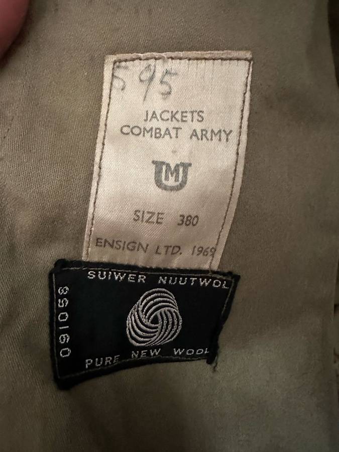 100 % WOOL BUNNY JACKET SIZE 380-MEASURES 50 CM ARMPIT TO ARMPIT-LABELLED AND DATED 1969-SOME DAMAGE