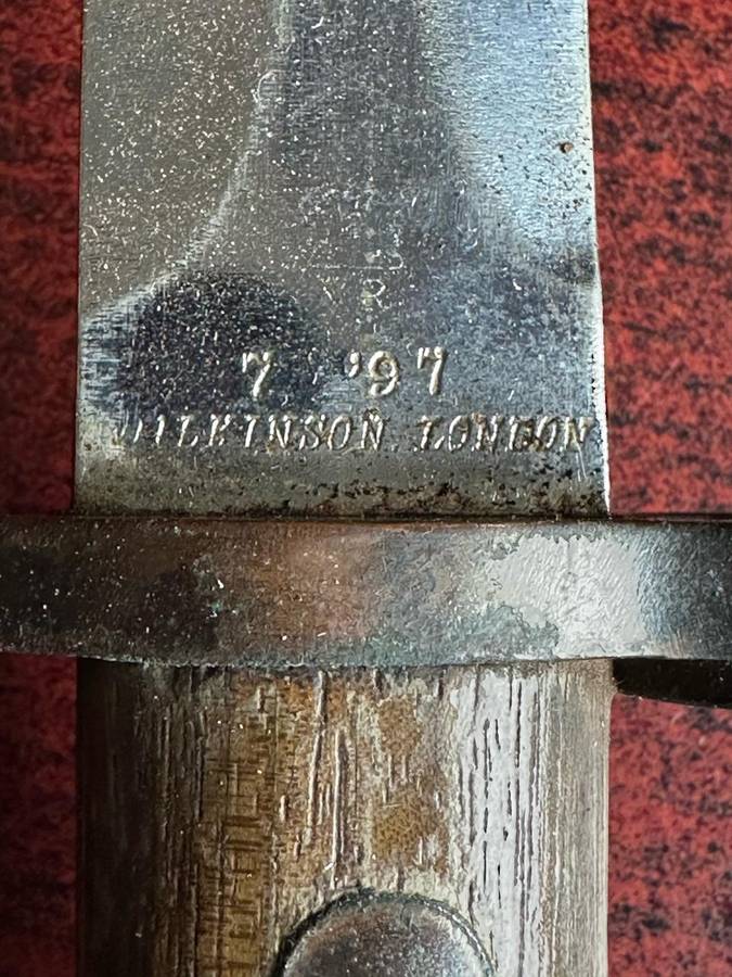 BOER WAR BRITISH 1888 MK. 1 PATTERN BAYONET FOR LEE ENFIELD RIFLE-MADE BY WILKINSON LONDON-OVERALL G