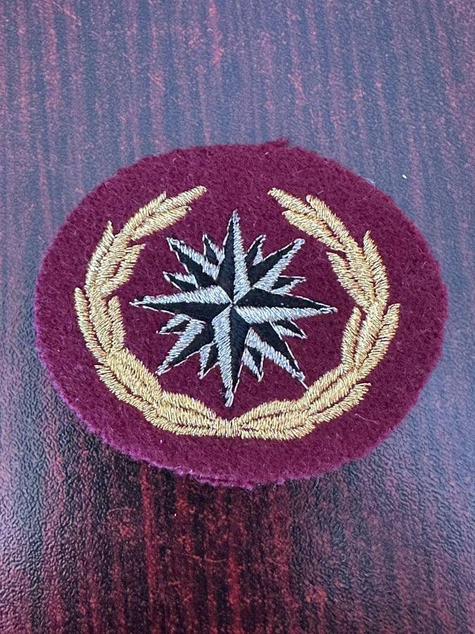 Recce fifth issue 1989 cap badge. Brighter gold lurex wreath,silver lurex and black thread compass r