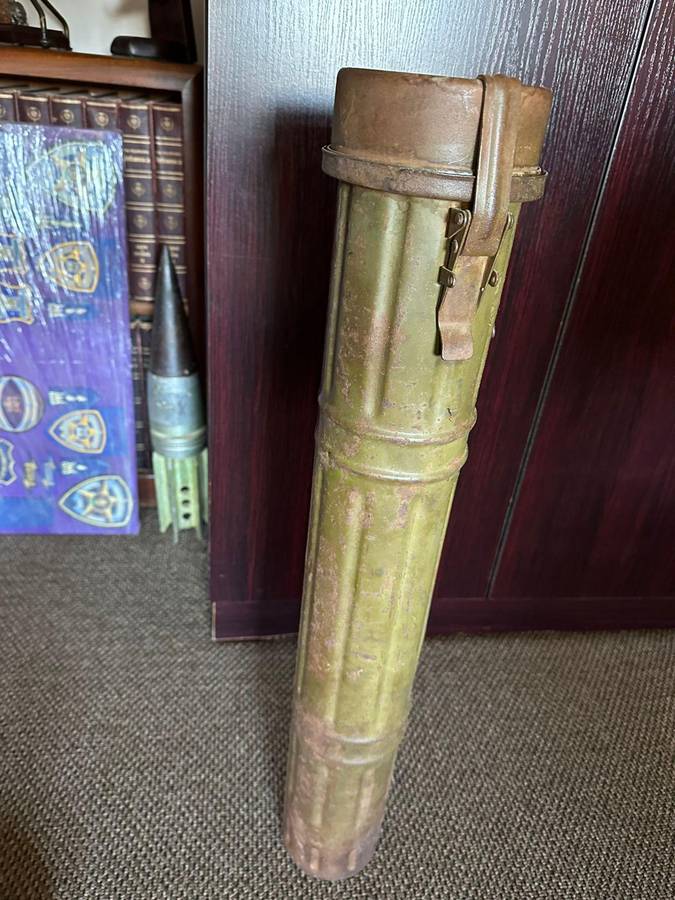 Rhodesian war period,metal RPG holder. Height 74 cm.