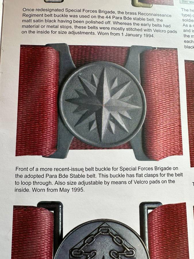Original Special Forces Brigade stable belt buckle and part belt. Not numbered.
