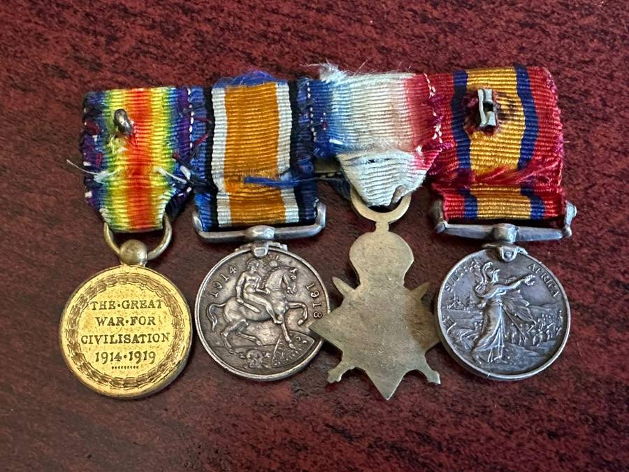 Authentic Boer war/WW1 miniature medal group.