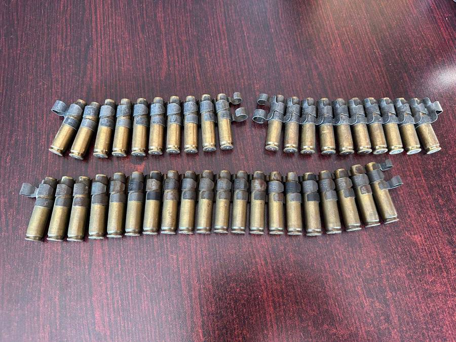 Border war period belted ammunition 7,62 pull out type. Deactivated. 3 Pieces sold together. The cli