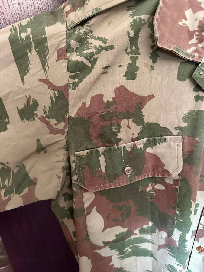 Police task force,1st pattern (starbust) camo long sleeve shirt. Size large, measures 60cm armpit to