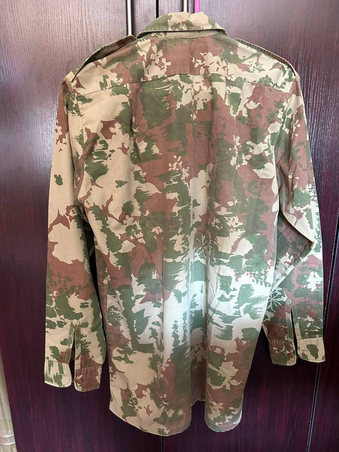 Police task force,1st pattern (starbust) camo long sleeve shirt. Size large, measures 60cm armpit to