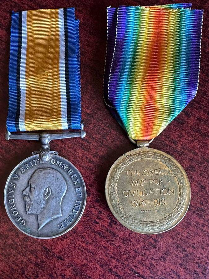 WW1 War and Victory medal awarded to 3570 Pte. J. Kelsall 58 BN A.I.F. Australian Infantry Unit form