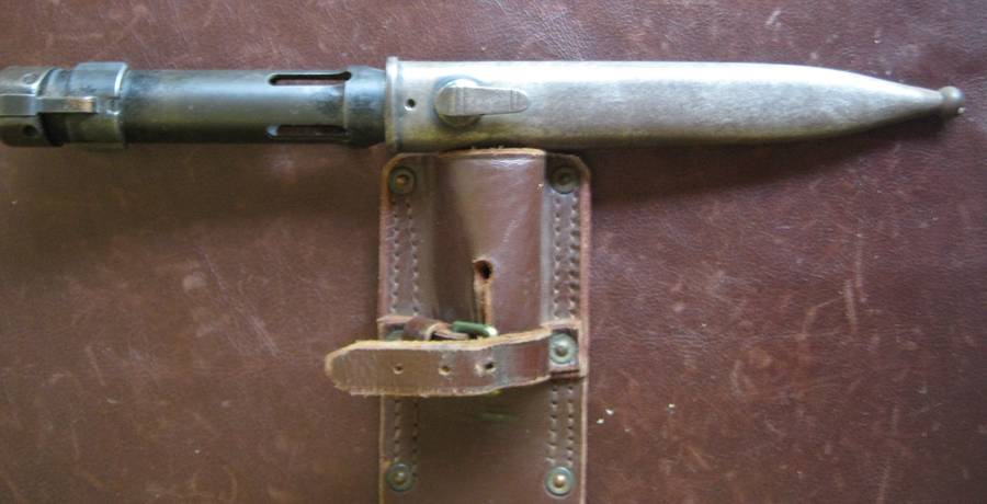 FN | FAL Bayonet with Steel Scabbard & Leather Frog