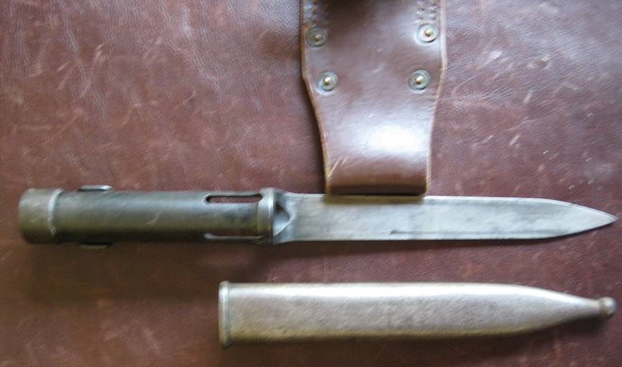 FN | FAL Bayonet with Steel Scabbard & Leather Frog