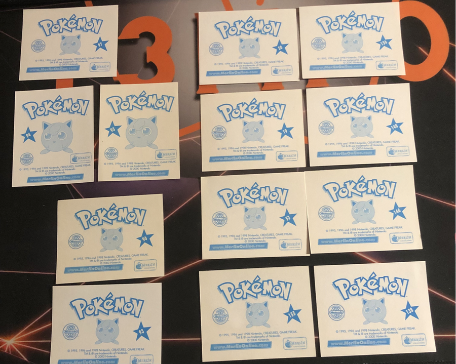Team Rocket RARE Pokemon Topps Merlin 2000, 13 sticker BUNDLE Near Mint Unstuck condition