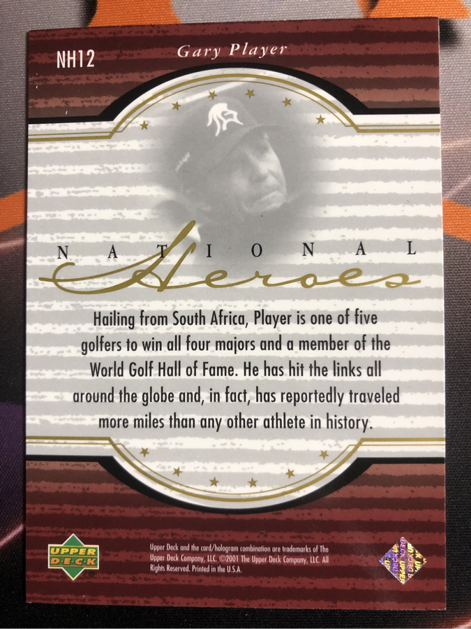 Gary player RARE 2001 National HEROES Upper deck Golf trading card