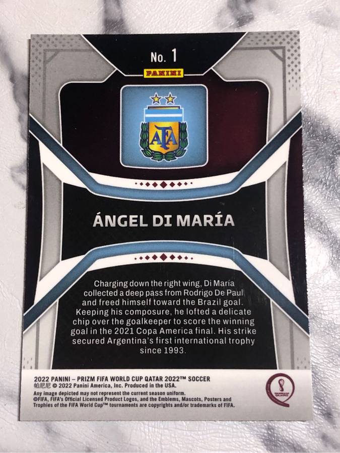 Angel Di Maria World Cup PRIZM 2022 soccer trading card