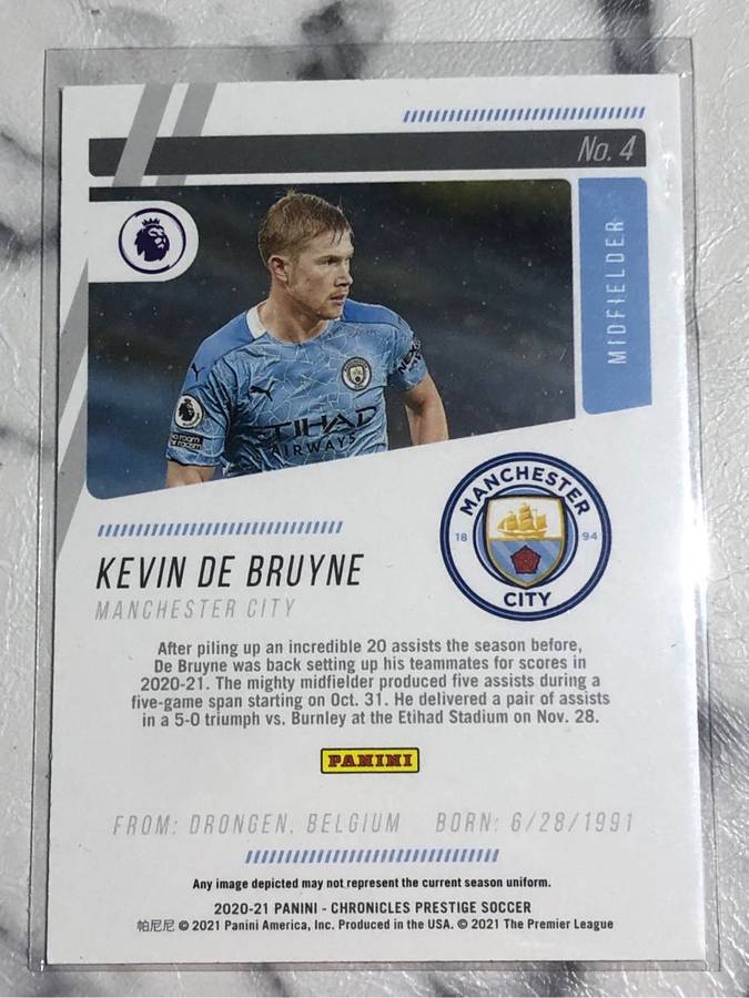 Kevin De Bruyne RARE Blue speckle colour match 2020 Soccer trading card