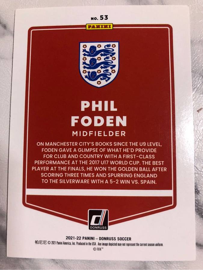Phil Foden Donruss 2021 Road to Qatar Soccer trading card