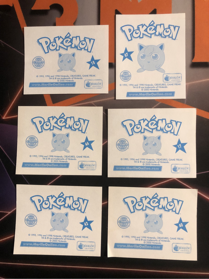 Pokémon Pikachu Bundle of RARE 6 Vintage 2000s Topps stickers (Near Mint condition) 