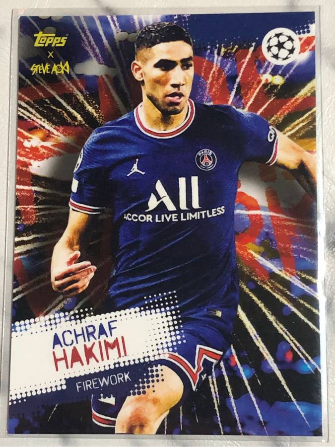 Achraf Hakimi Firework  Steve Aoki 2022 Topps Soccer trading card
