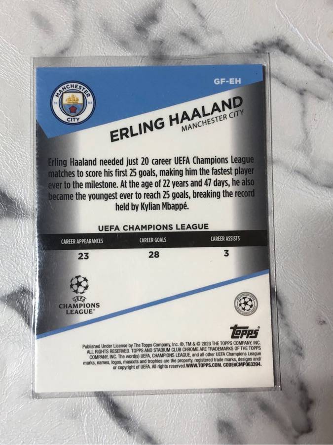 Erling Haaland GOAL FORCE Refractor 2023 Topps Soccer trading card