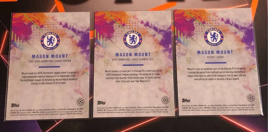 Mason Mount BUNDLE of 3 cards Topps 2022 Soccer trading cards