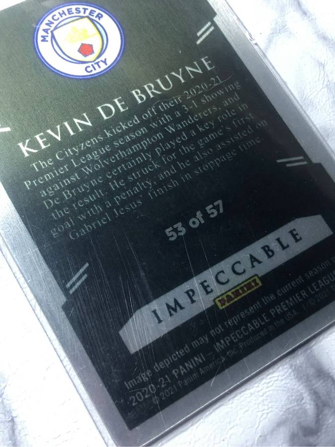 Kevin De Bruyne METAL card NUMBERED 53 of 57 Rare Impeccable soccer trading card