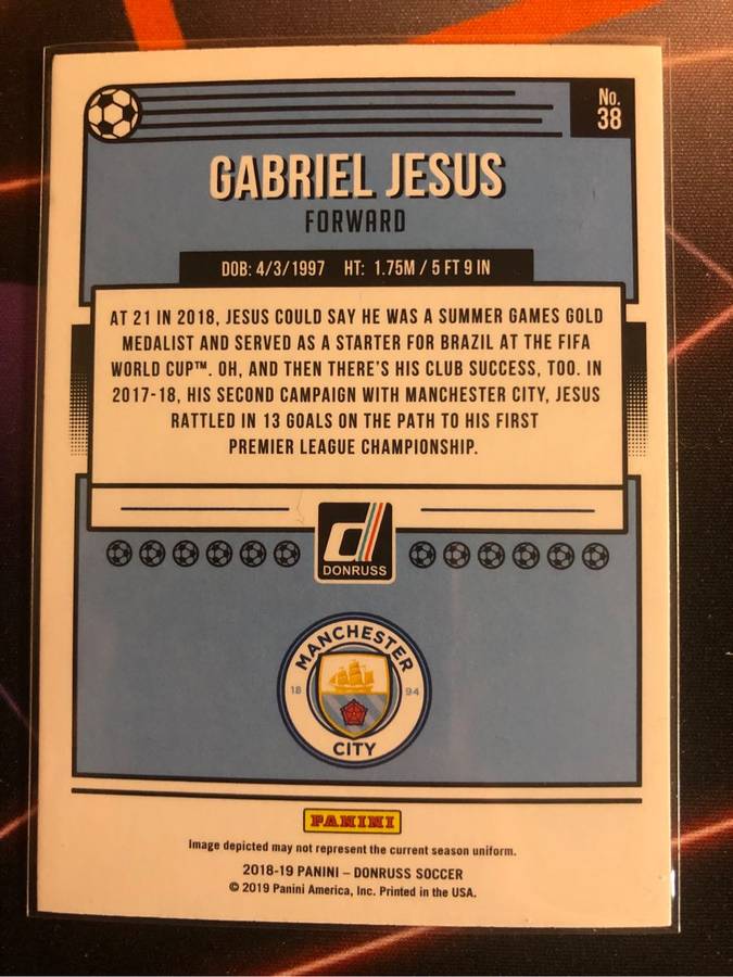 Gabriel Jesus RARE 2018 Donruss Soccer trading card