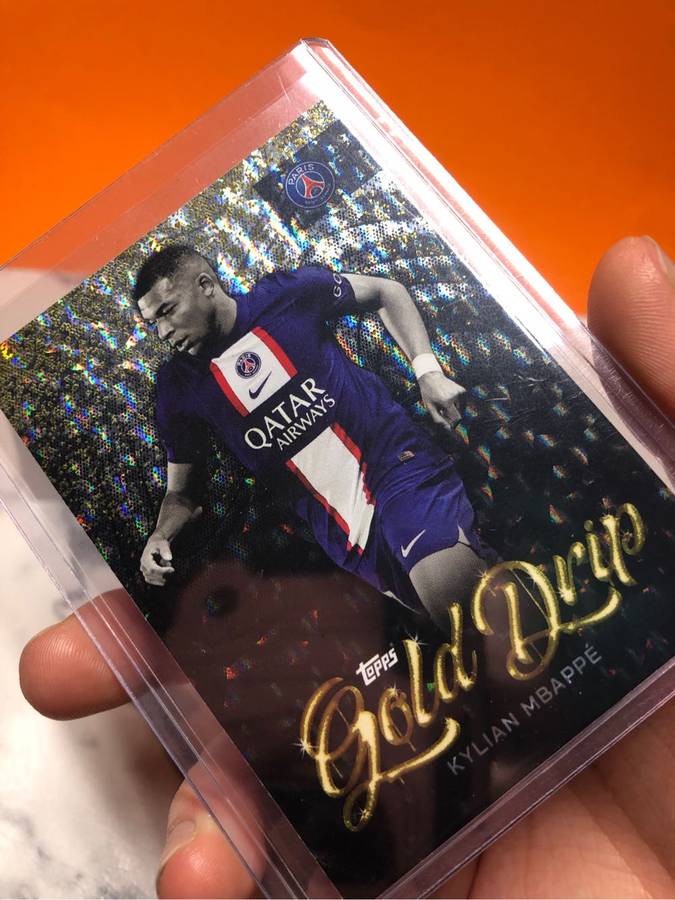 Kylian Mbappe GOLD DRIP Topps 2023 Soccer trading card 