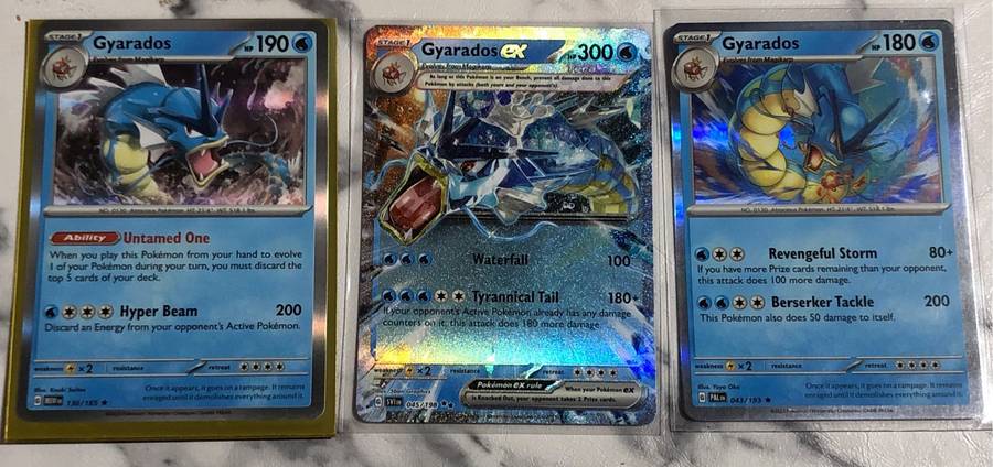 Gyarados 3 card BUNDLE including Gyarados EX Pokémon trading cards