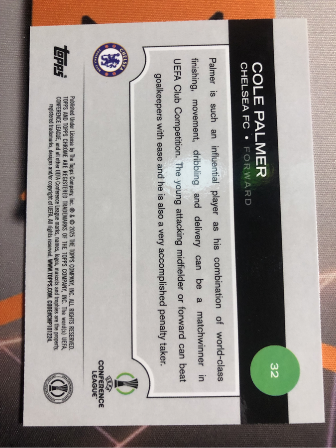 Cole Palmer AQUA Lava Numbered out of 199 NEW Topps 2025 soccer trading card