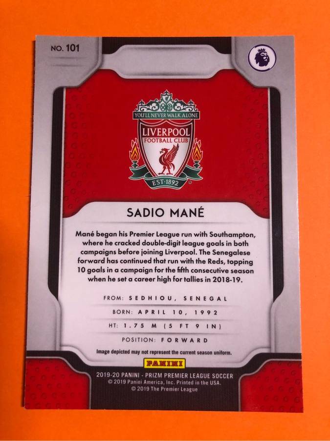 Sadio Mane VERY RARE  2019 EPL Prizm 2019 Soccer trading card