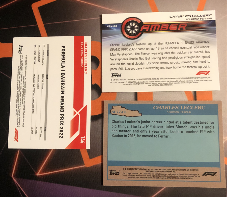 Charles Leclerc RARE Bundle of 3 Formula One Topps F1 trading cards