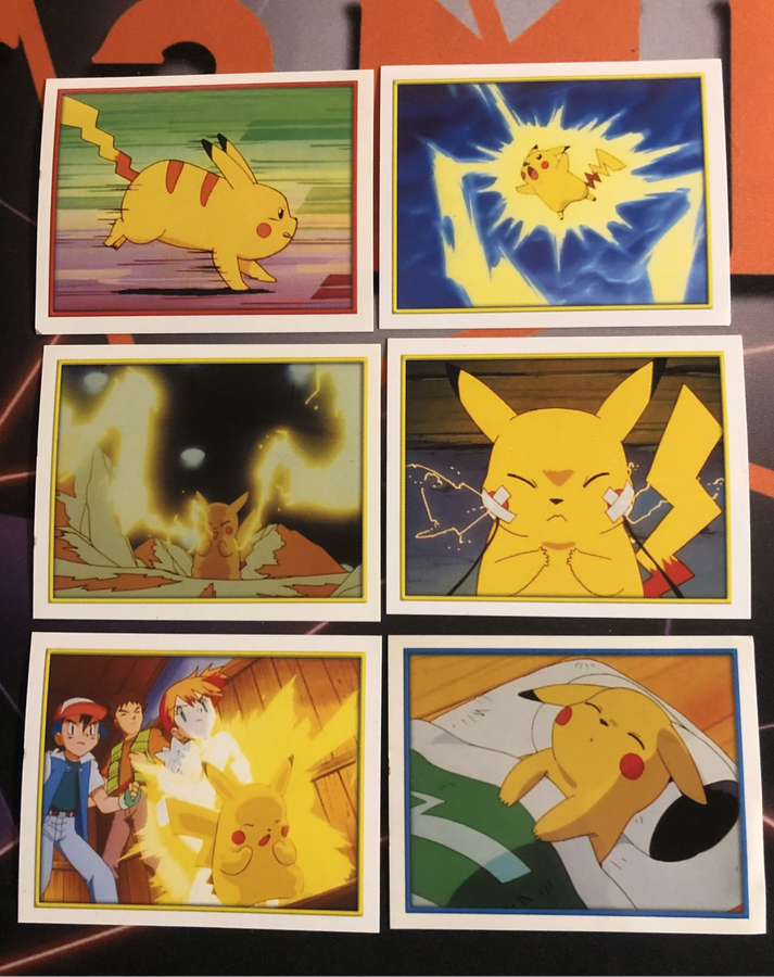 Pikachu Rare BUNDLE of 6 Pokemon Topps Merlin stickers  Unstuck Near mint condition