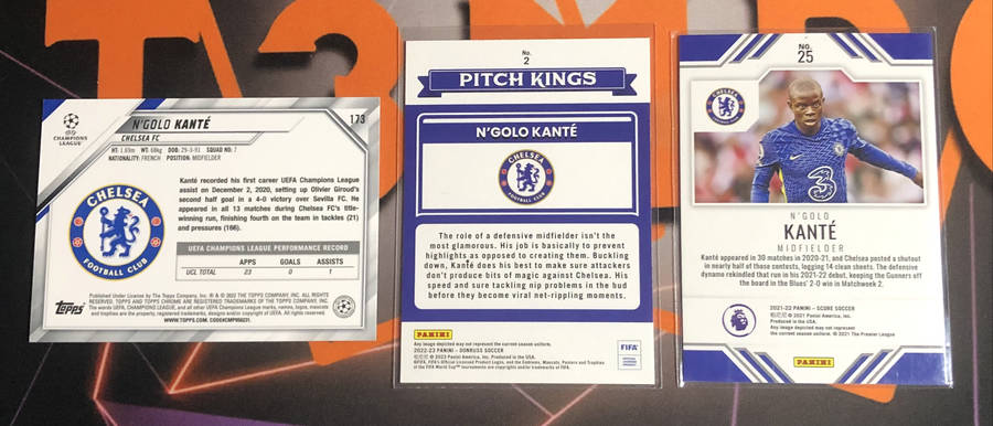 Ngolo Kante Chelsea BUNDLE of 3 rare DISCOUNTED Soccer trading cards