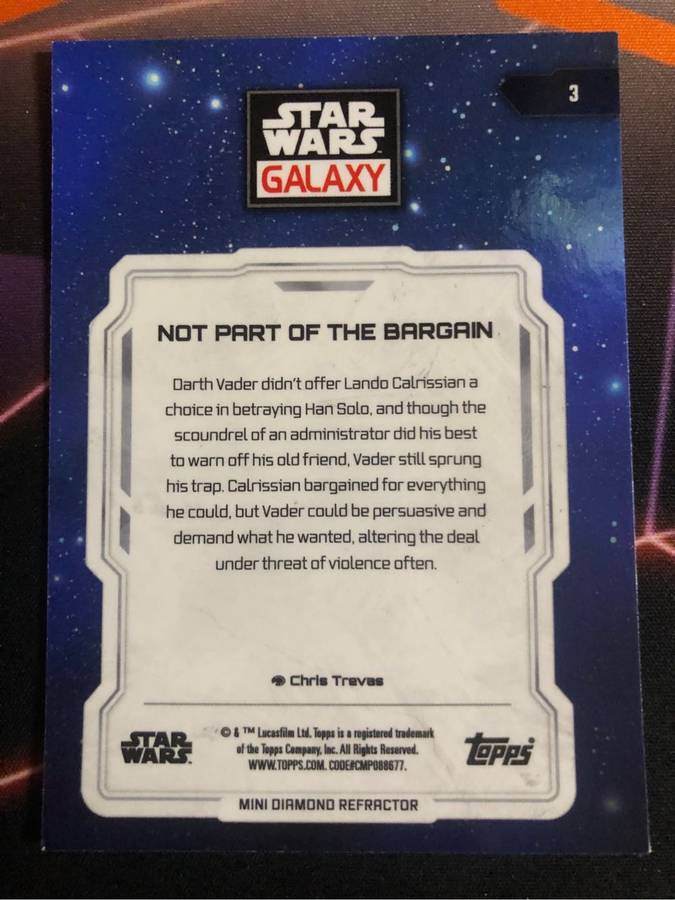 Darth Vader RARE REFRACTOR Topps Star Wars Galaxy trading card