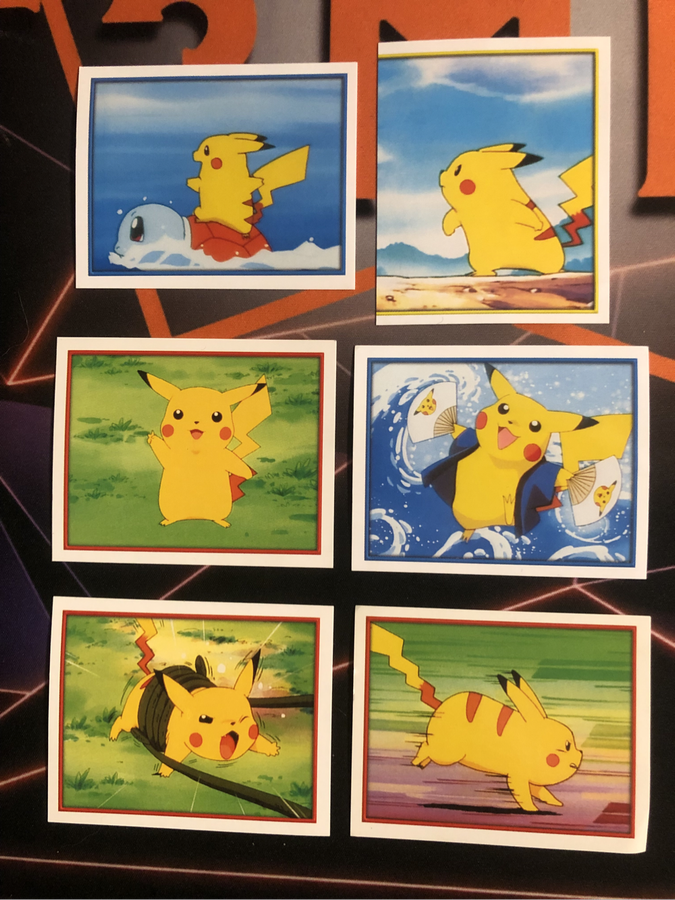 Pokémon Pikachu Bundle of RARE 6 Vintage 2000s Topps stickers (Near Mint condition) 