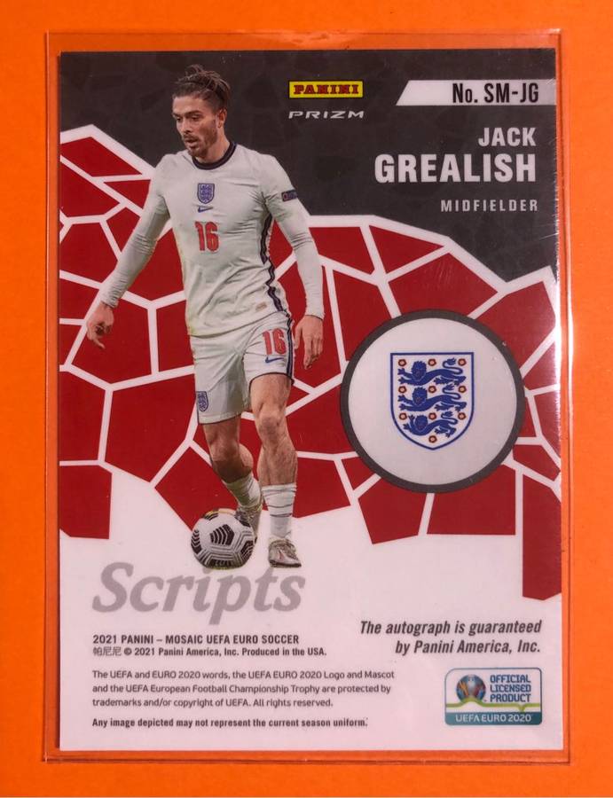 Jack Grealish AUTOGRAPH Certified  England  Euros 2021 Soccer trading card