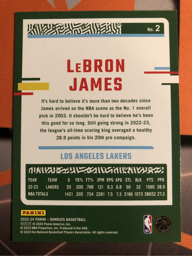 Lebron James 2023 Donruss NBA Basketball trading card
