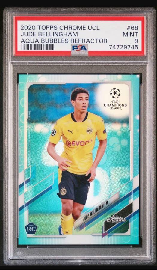 Jude Belingham ROOKIE Aqua Bubble PSA 9 Topps Chrome 2021 Soccer trading card