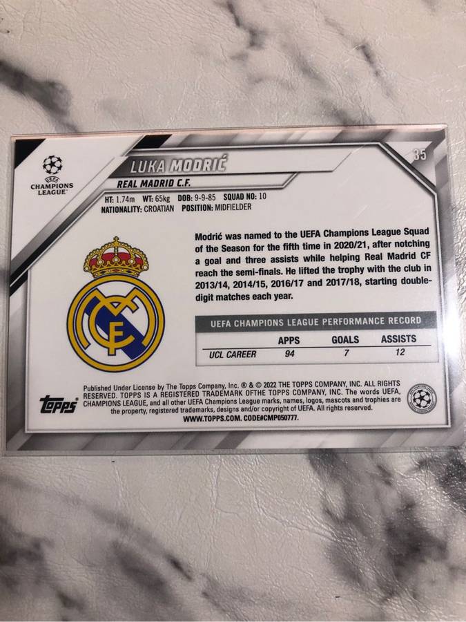 Luka Modric Topps Jade Edition 2022 Soccer trading card