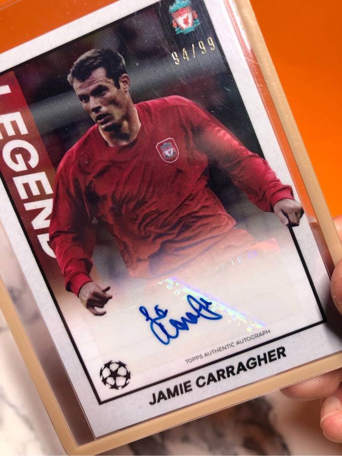 Jamie Carragher /99 RARE Liverpool LEGEND Autograph Topps Merlin Heritage 2024 soccer card