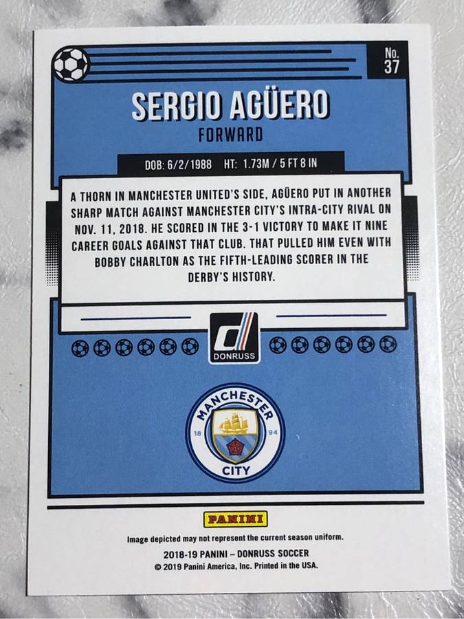 Sergio Aguero Super RARE 2019 Donruss Soccer trading card