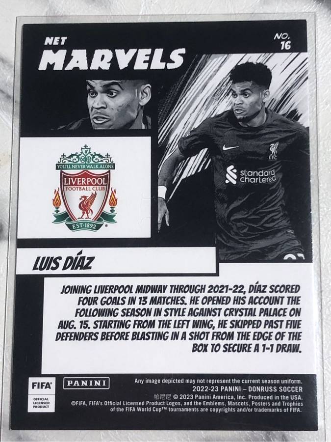 Luis Diaz Net Marvels 2022 soccer trading card