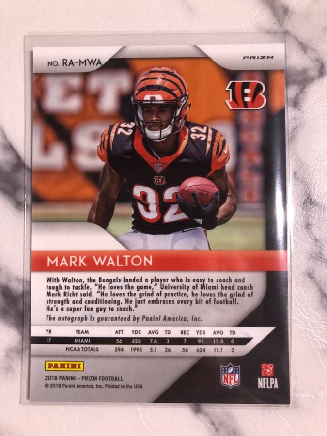 Mark Walton AUTOGRAPH   NFL Prizm trading card