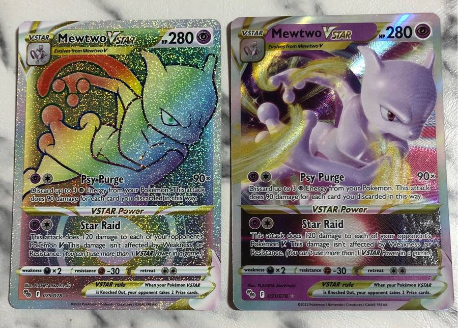 Mewtwo Vstar bundle including Secret Rainbow rare & Ultra RARE Pokémon trading cards