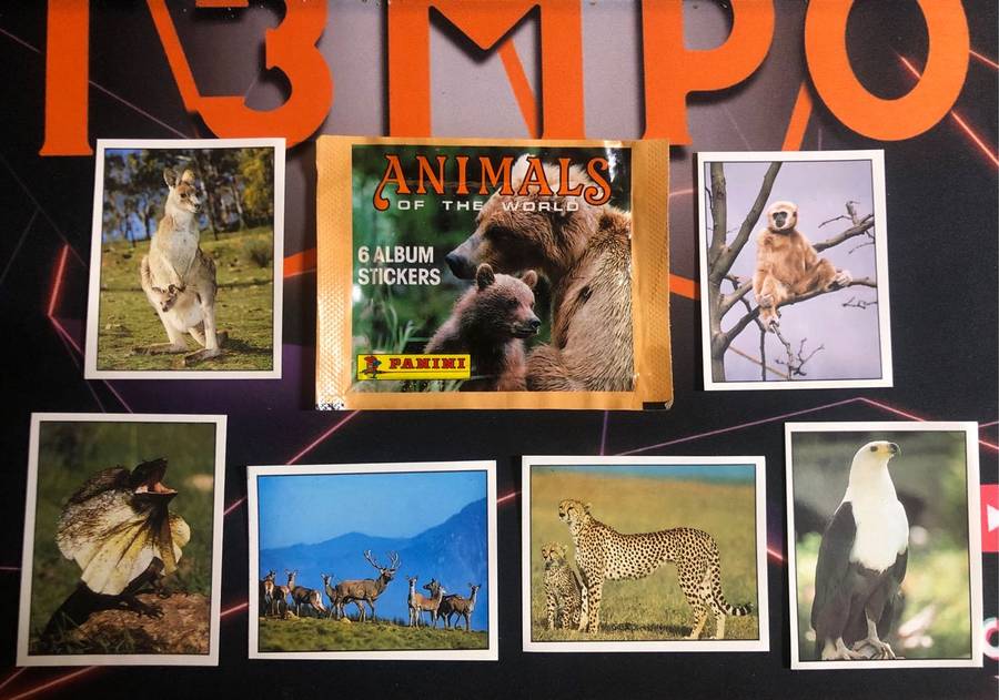 1990 Animals of the World VERY Rare UNOPENED sticker pack of 6 stickers (100+ packs available)