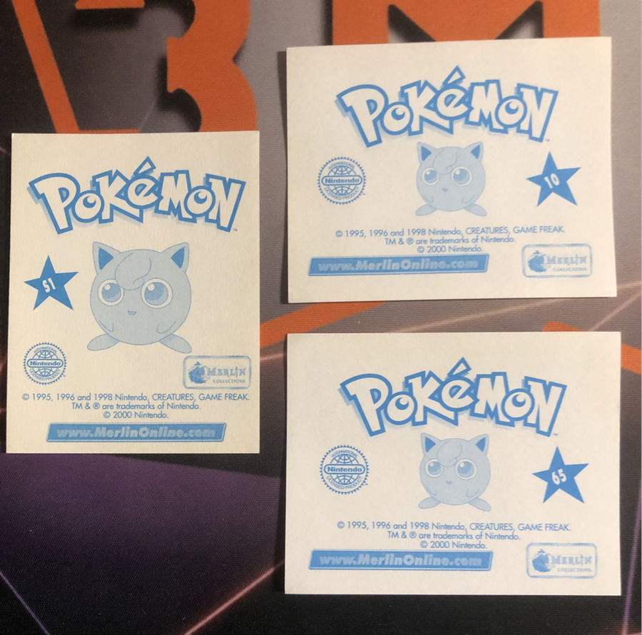 Pokémon Ash Bundle of RARE 3 Vintage 2000s Topps stickers (Near Mint condition)