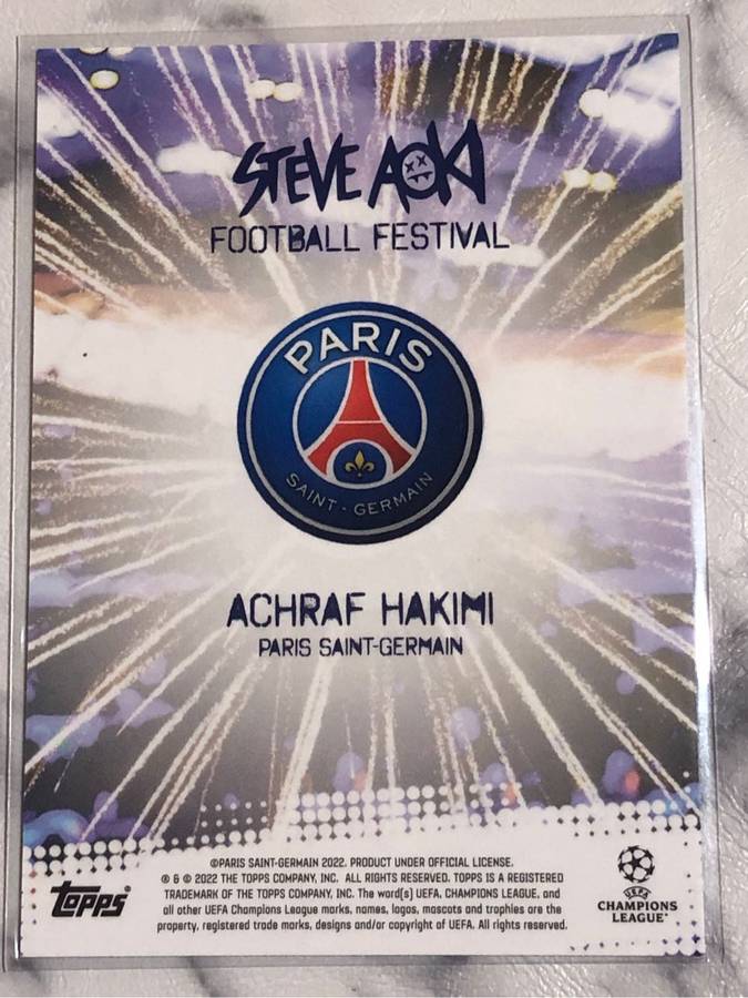 Achraf Hakimi Firework  Steve Aoki 2022 Topps Soccer trading card