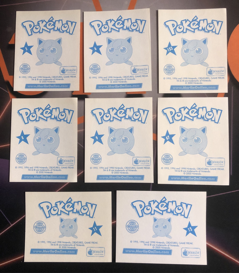 Pokémon Ash & Pikachu Bundle of RARE 8 Vintage 2000s Topps stickers (Near Mint condition) 