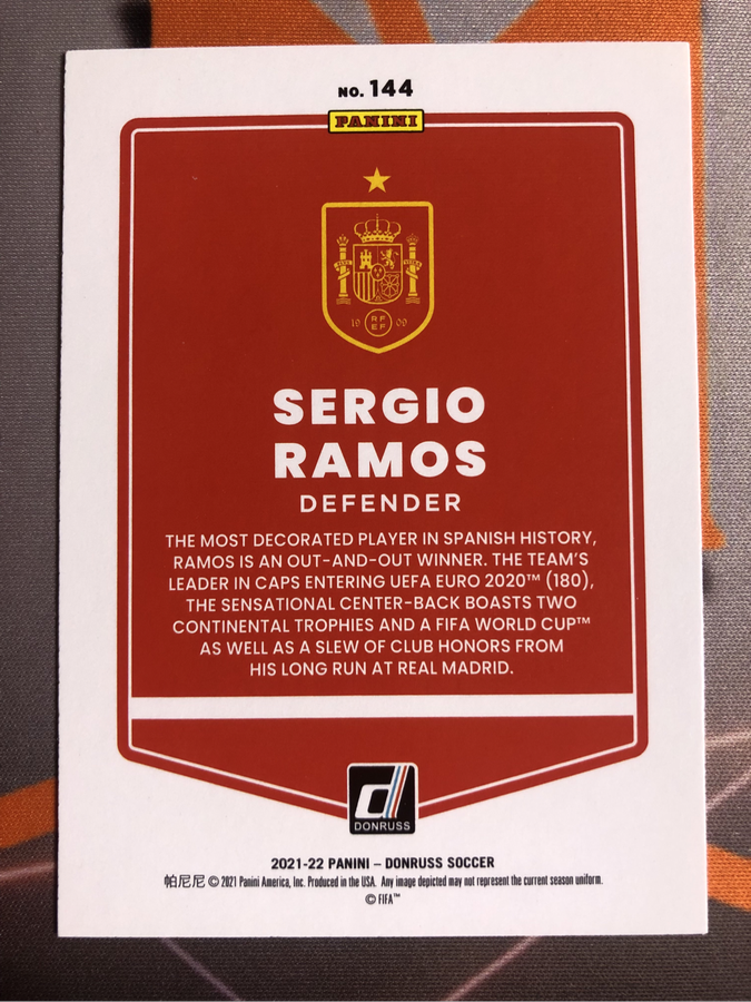 Sergio Ramos 2021 Donruss soccer trading card